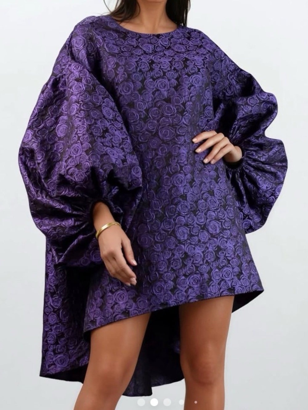 ROSE PRINT BALLOON SLEEVE
DRESS